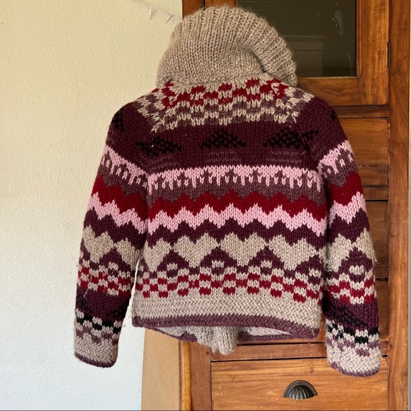 1970s vintage cardigan sweater coat wool knit boho Cottagecore winter jacket - Picture 6 of 8